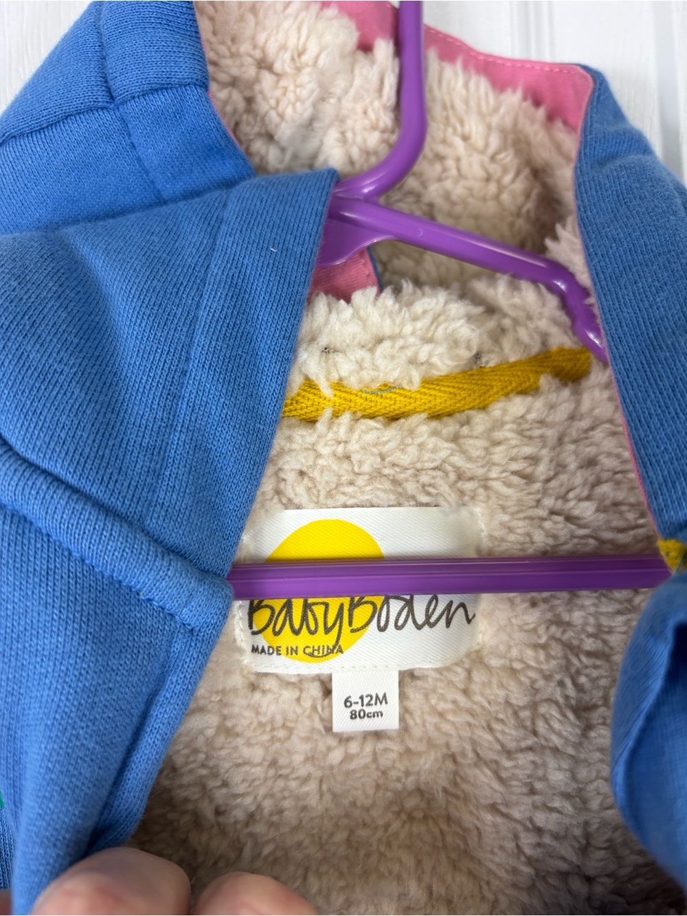 NWT Baby Boden house appliqué Sherpa hoodie jacket sz 6-12 months - Picture 2 of 7